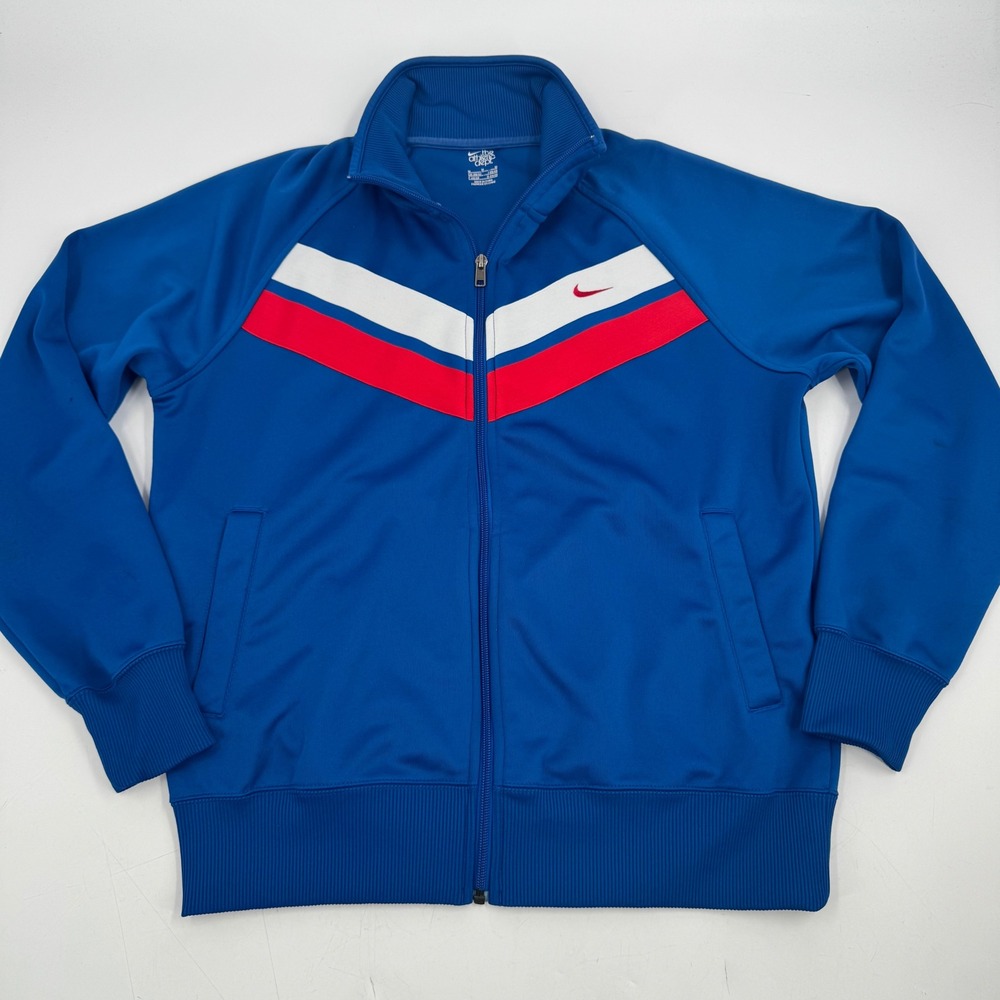 Nike Athletic Dept Track Jacket Blue Red White Full Zip Mens Size M Athletic